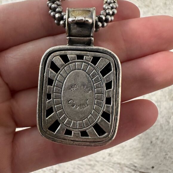 Vintage Lagos Cavier Mix Metal 925 & 18k Bead Chain And Large Pendant - Picture 7 of 11
